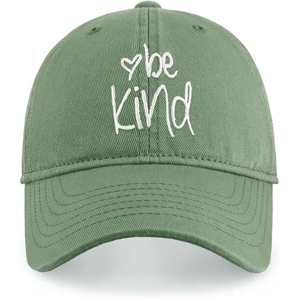 Unisex Green Tea 100% Cotton Be Kind Embroidered Adjustable Classic Baseball Cap